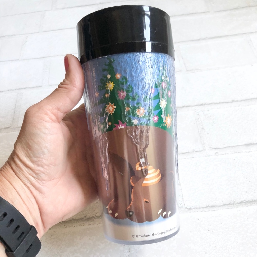 Starbucks 1997 Vintage 16oz Acrylic Tumbler - Rare Icicle Texture, Campfire Bear